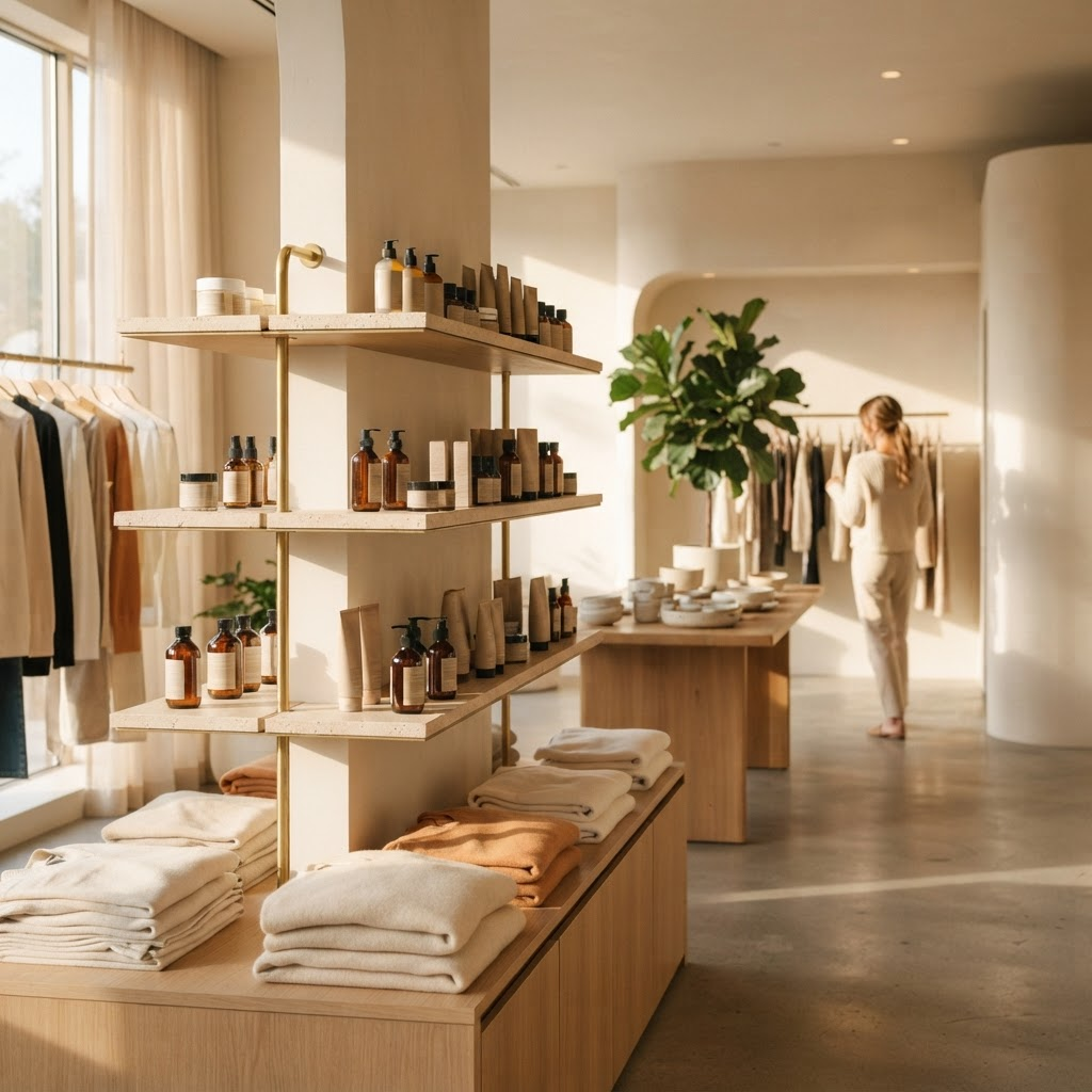 Retail associate assisting a customer at checkout in a boutique store